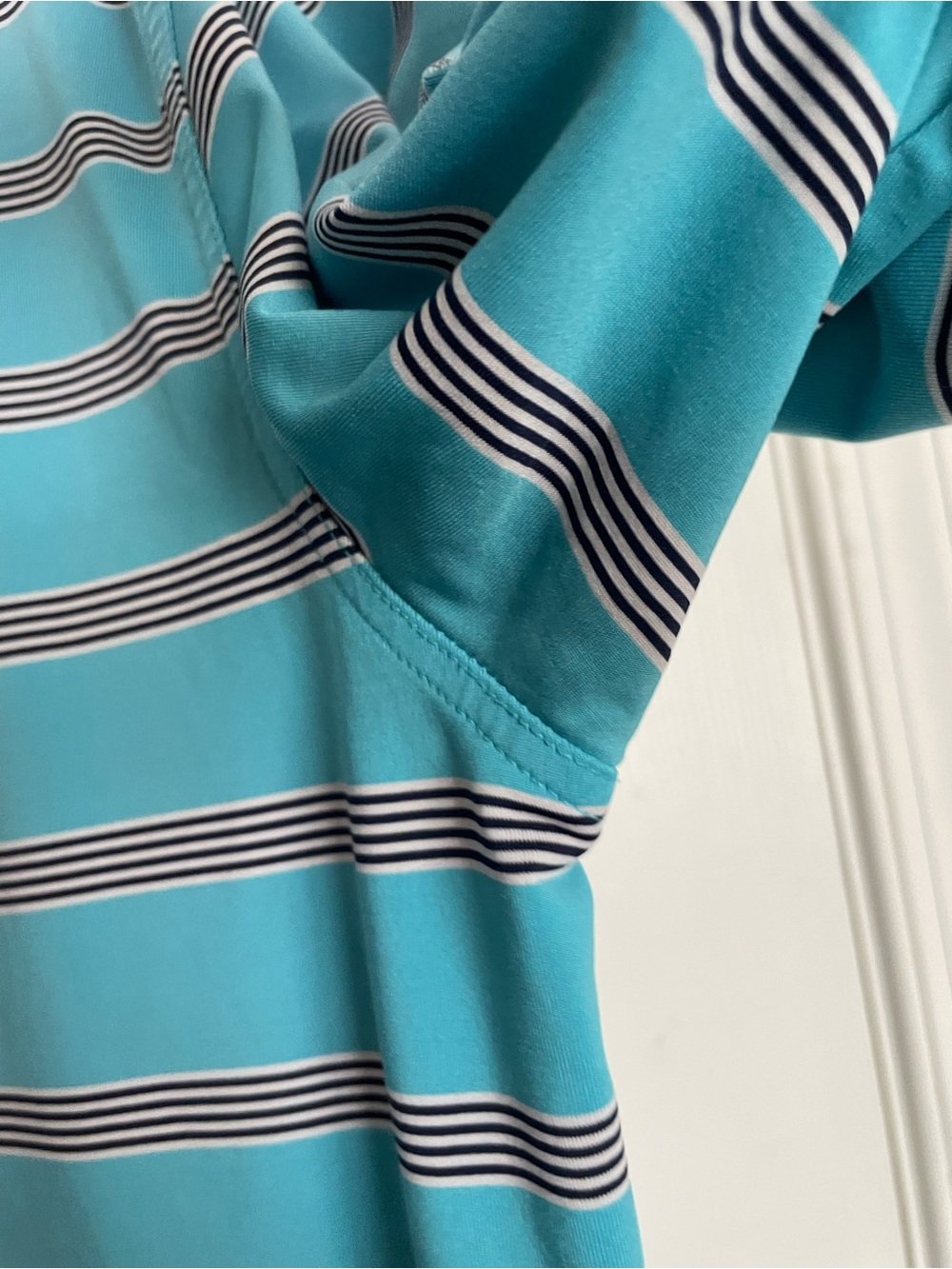 Callaway Mens size Large Opti Dri Turquoise Striped Polo Shirt - Picture 9 of 9